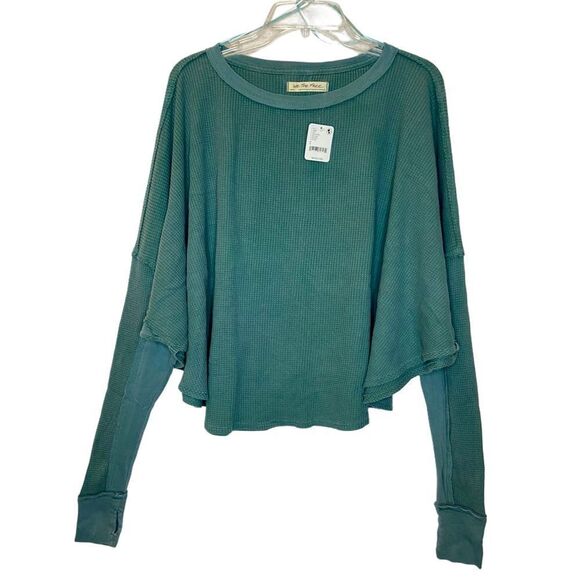 Free People Green Oversized Long Sleeve Sweatshirt - Picture 2 of 8